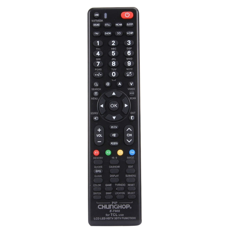 CHUNGHOP E-T908通用遙控器，適用TCL LED電視 / LCD電視 / HDTV / 3D電視，TCL電視專用