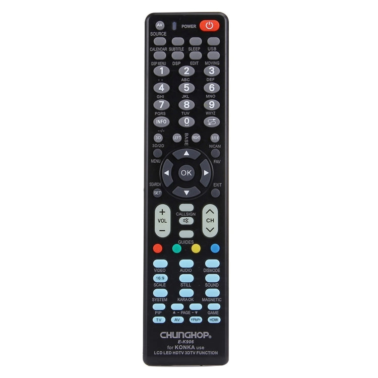 CHUNGHOP E-K906 通用遙控器，適用於康佳 LED 電視 / LCD 電視 / HDTV / 3D 電視，適用於康佳電視