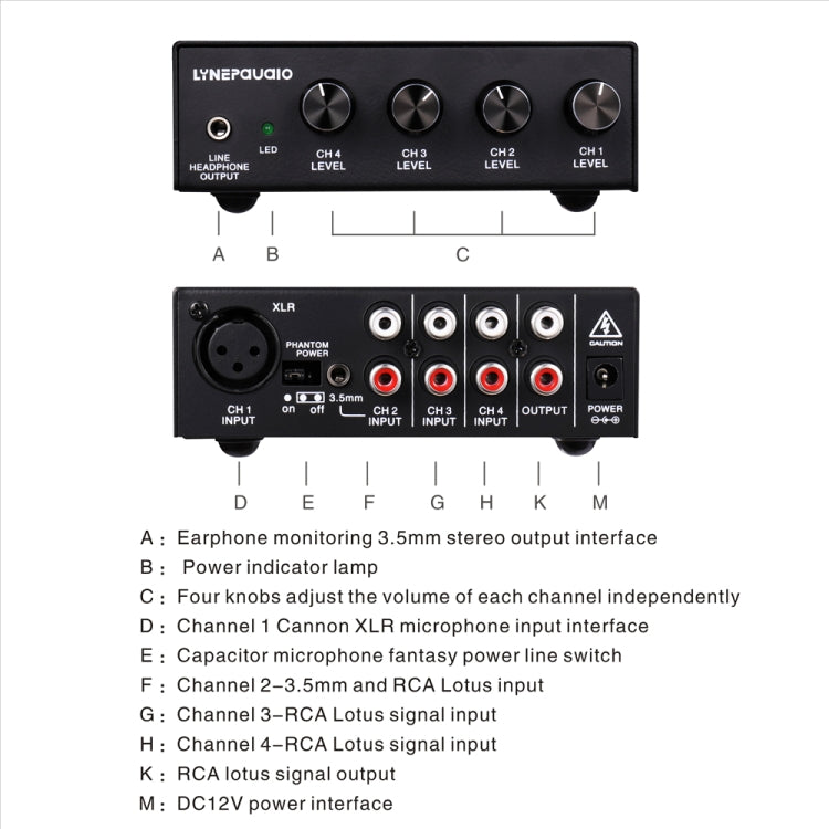 LINEPAUDIO B895 五聲道立體聲麥克風混音器 附耳機監聽功能