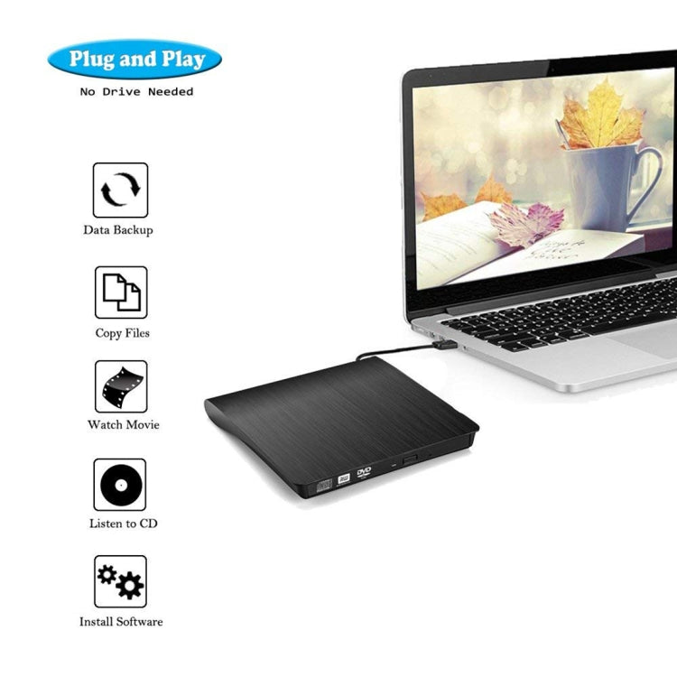拉絲紋理 USB 3.0 彈出式行動外接 DVD-Rw DVD / CD 可重寫光碟機 外接 ODD 與 HDD 裝置，拉絲紋理 DVD(B)