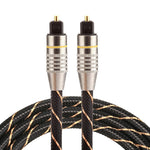 1米 OD6.0mm 鍍金金屬頭編織網線 Toslink 公對公數位光纖音訊線，長度：1米