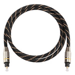 1米 OD6.0mm 鍍金金屬頭編織網線 Toslink 公對公數位光纖音訊線，長度：1米