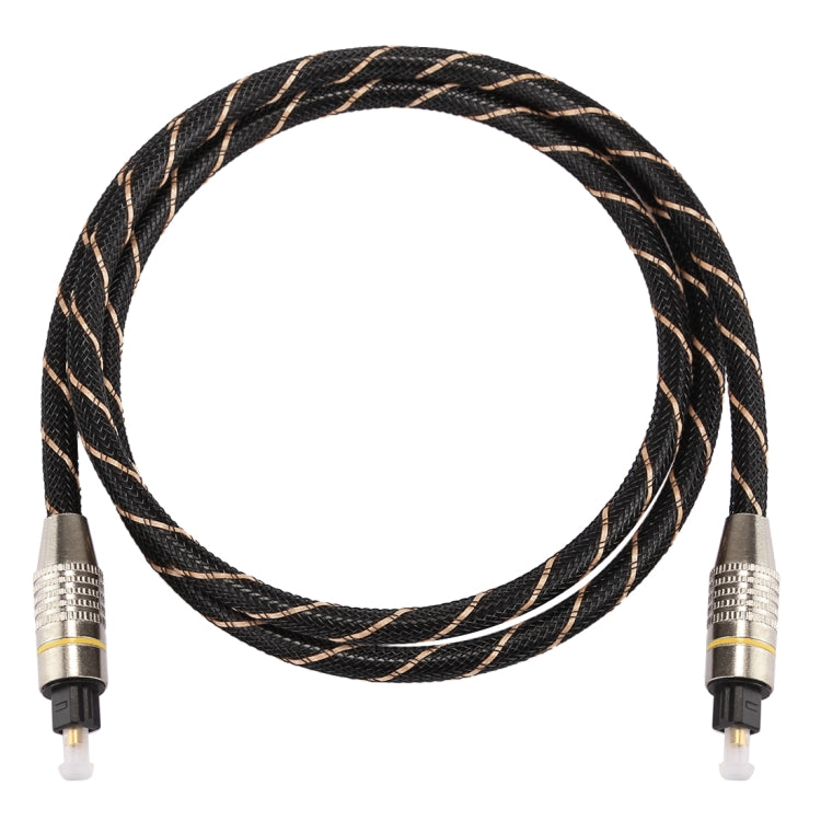 1米 OD6.0mm 鍍金金屬頭編織網線 Toslink 公對公數位光纖音訊線，長度：1米