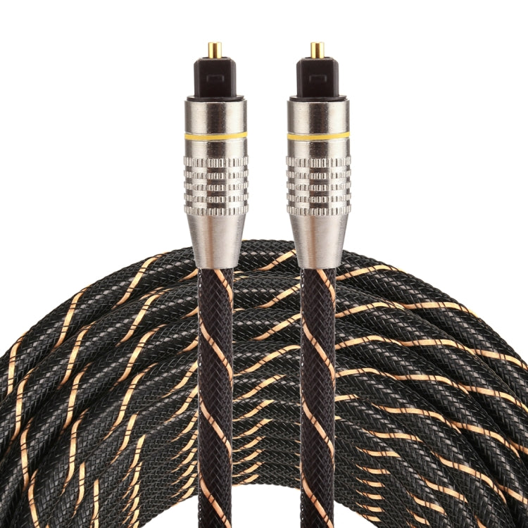 10米 OD6.0mm 鍍金金屬頭編織網線 Toslink 公對公數位光纖音訊線，長度：10米