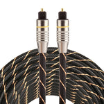 10米 OD6.0mm 鍍金金屬頭編織網線 Toslink 公對公數位光纖音訊線，長度：10米