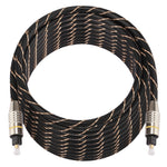 10米 OD6.0mm 鍍金金屬頭編織網線 Toslink 公對公數位光纖音訊線，長度：10米