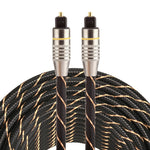15米 OD6.0mm 鍍金金屬頭編織網線 Toslink 公對公數位光纖音訊線，長度：15米