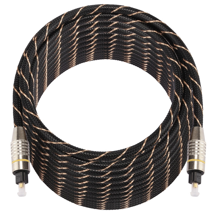 15米 OD6.0mm 鍍金金屬頭編織網線 Toslink 公對公數位光纖音訊線，長度：15米