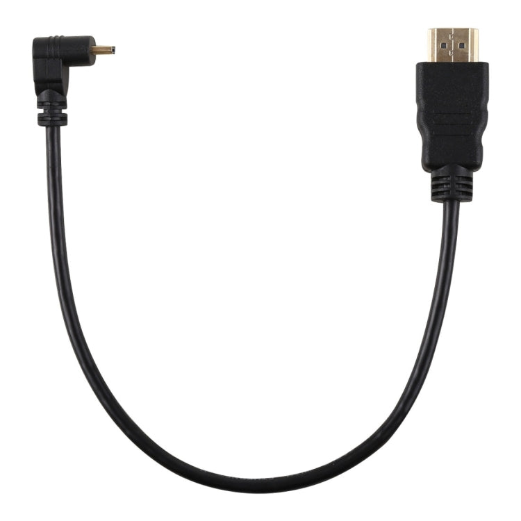 30公分 4K HDMI 公對 Micro HDMI 正角度公鍍金接頭轉接線，30公分正角度