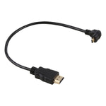 30公分 4K HDMI 公對 Micro HDMI 反角度公鍍金接頭轉接線，30公分反角度