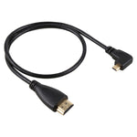 50公分 4K HDMI 公對 Micro HDMI 右角度公鍍金接頭轉接線，50公分右角度