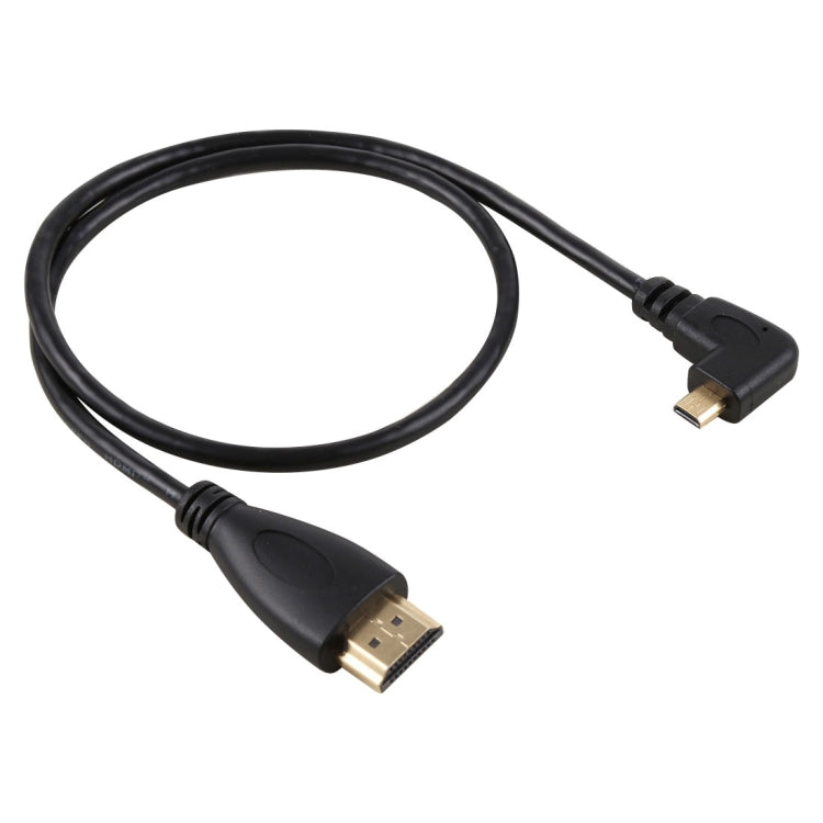 50公分 4K HDMI 公對 Micro HDMI 右角度公鍍金接頭轉接線，50公分右角度