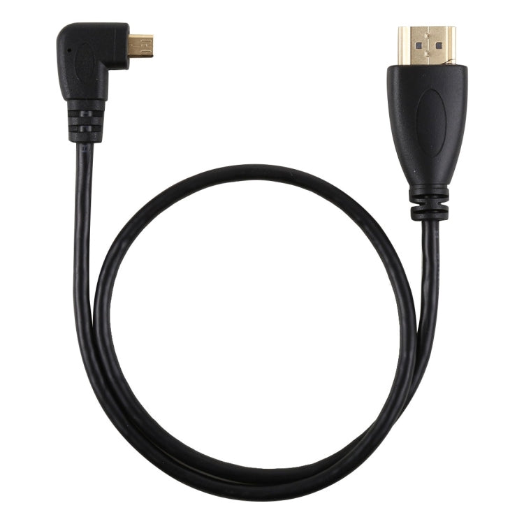 50公分 4K HDMI 公對 Micro HDMI 右角度公鍍金接頭轉接線，50公分右角度