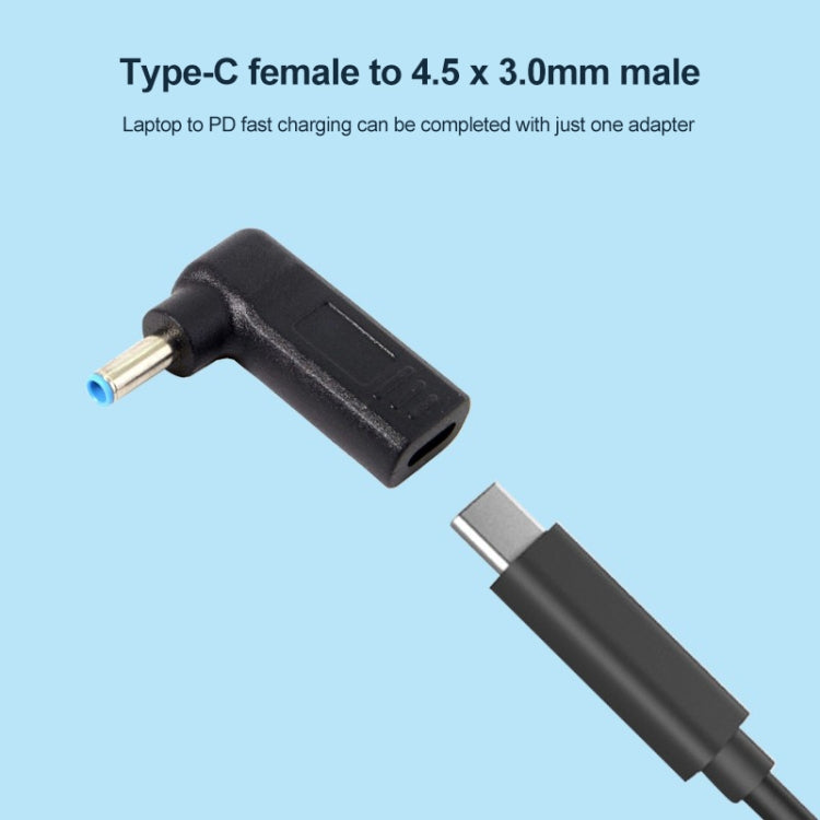 USB-C / Type-C 母對 4.5 x 3.0mm 公頭彎頭轉接器，4.5 x 3.0mm 彎頭黑色，4.5 x 3.0mm 彎頭藍色