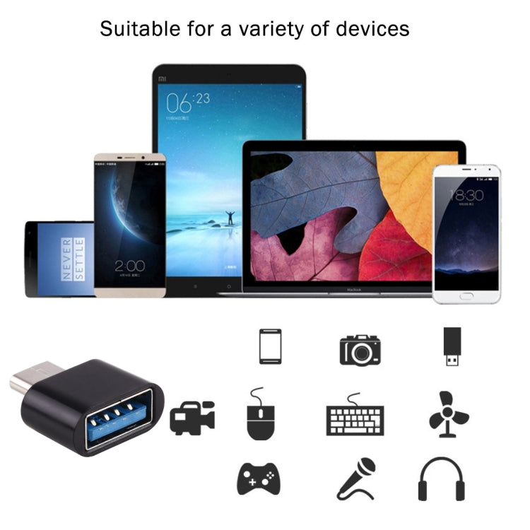 塑膠 USB-C / Type-C 公頭轉 USB 2.0 母頭 OTG 數據傳輸充電轉接器