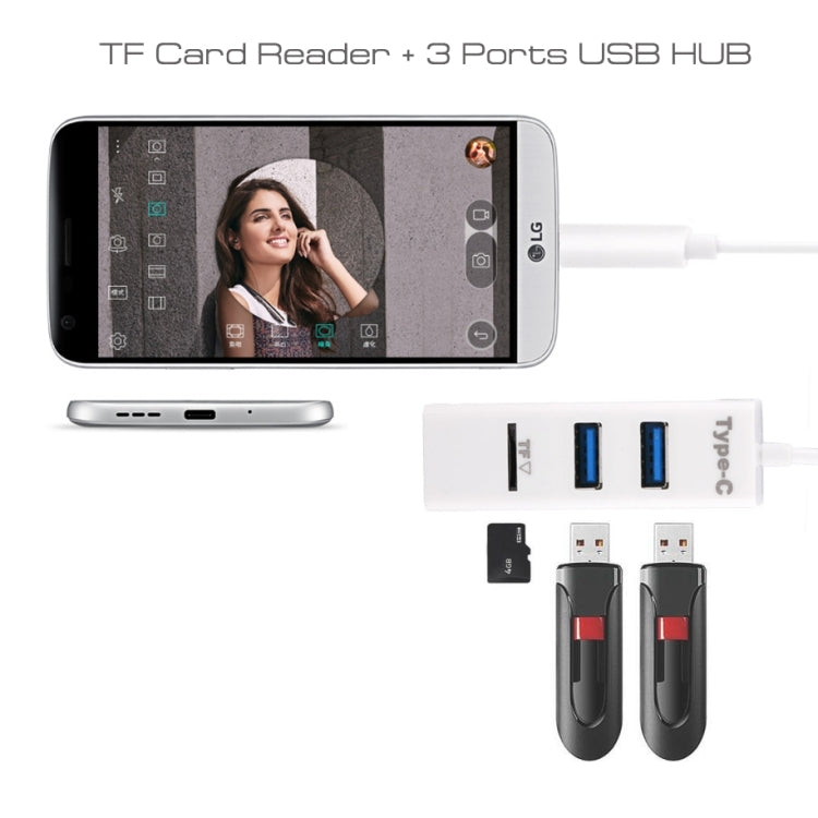 2 合 1 USB 3.1 USB-C / Type-C 轉 USB 2.0 三埠集線器 + TF 卡讀卡器，3 埠 USB + TF 卡槽