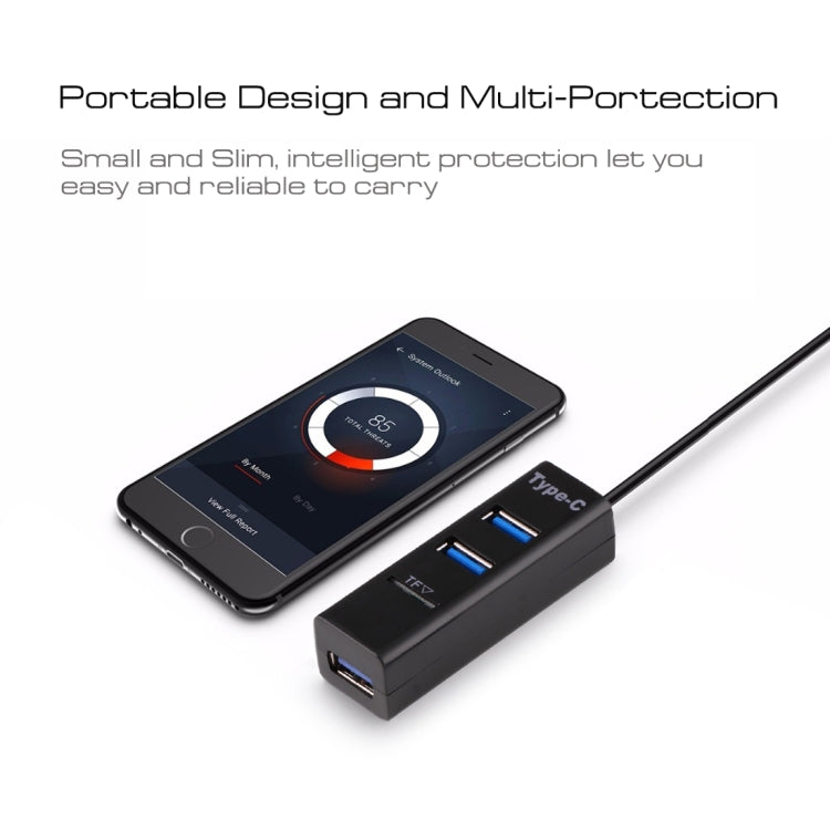 2 合 1 USB 3.1 USB-C / Type-C 轉 USB 2.0 三埠集線器 + TF 卡讀卡器，3 埠 USB + TF 卡槽