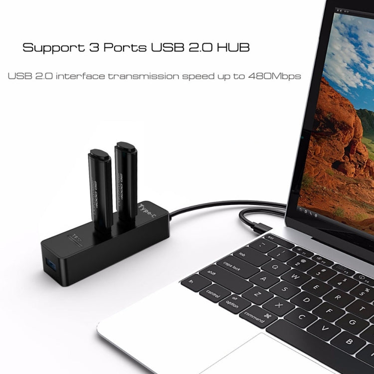 2 合 1 USB 3.1 USB-C / Type-C 轉 USB 2.0 三埠集線器 + TF 卡讀卡器，3 埠 USB + TF 卡槽