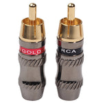 REXLIS TR026 2 個 RCA 公頭插頭音頻插孔鍍金轉接器，適用 DIY 音頻線和視頻線，RCA 公頭