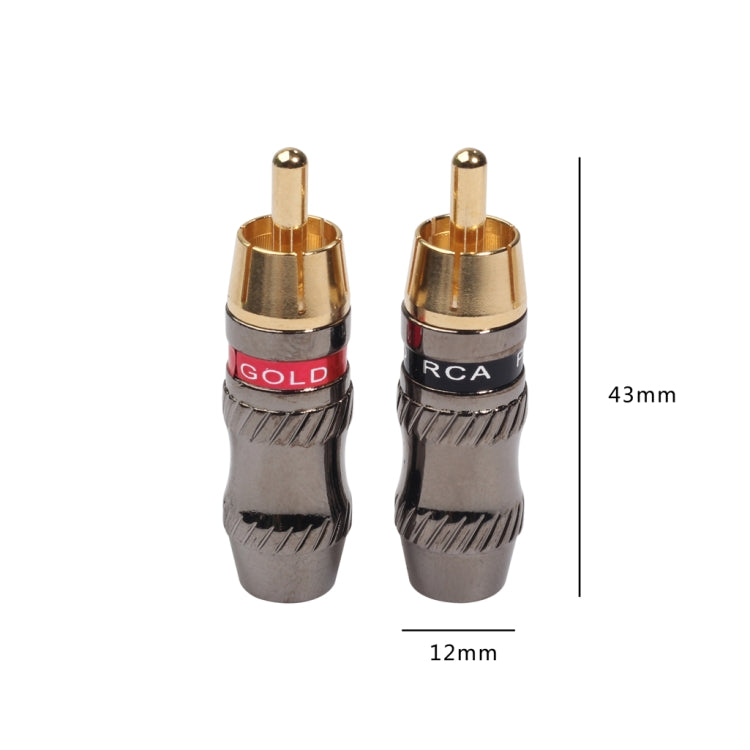 REXLIS TR026 2 個 RCA 公頭插頭音頻插孔鍍金轉接器，適用 DIY 音頻線和視頻線，RCA 公頭