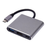 V125 USB-C / Type-C 公頭轉 PD + HDMI + USB 3.0 母頭三合一轉換器，三合一