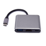 V125 USB-C / Type-C 公頭轉 PD + HDMI + USB 3.0 母頭三合一轉換器，三合一