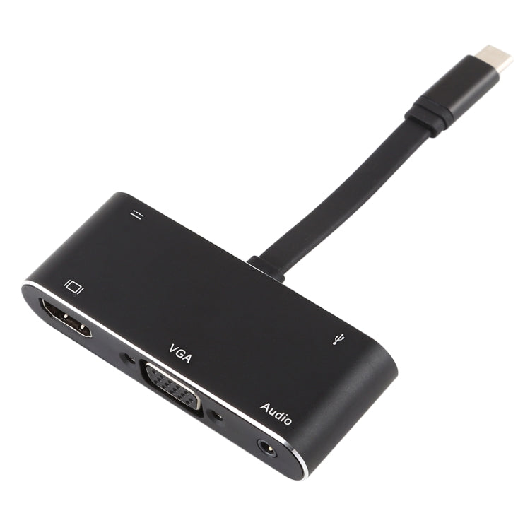 V126 USB-C / Type-C 公頭轉 PD + HDMI + VGA + 音頻 + USB 3.0 母頭五合一轉換器，五合一