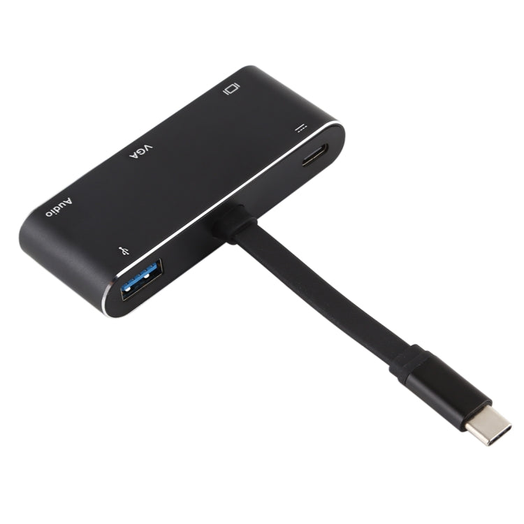 V126 USB-C / Type-C 公頭轉 PD + HDMI + VGA + 音頻 + USB 3.0 母頭五合一轉換器，五合一
