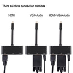 V126 USB-C / Type-C 公頭轉 PD + HDMI + VGA + 音頻 + USB 3.0 母頭五合一轉換器，五合一