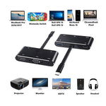 V126 USB-C / Type-C 公頭轉 PD + HDMI + VGA + 音頻 + USB 3.0 母頭五合一轉換器，五合一