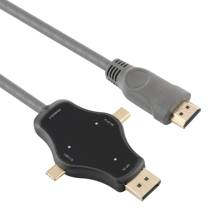 D65A 1.8米DisplayPort輸入&迷你DP輸入&USB-C / Type-C輸入轉HDMI 4K輸出視頻轉換線，D65A