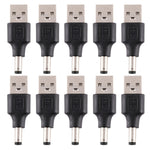 10 個 5.5 x 2.1mm 公頭轉 USB 2.0 公頭直流電源插頭連接器，5.5 x 2.1mm