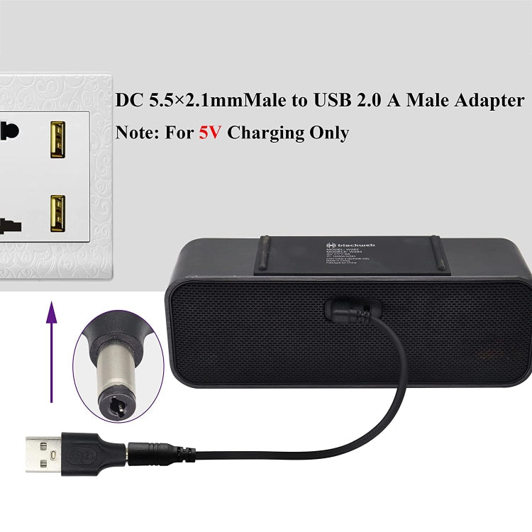 10 個 5.5 x 2.1mm 公頭轉 USB 2.0 公頭直流電源插頭連接器，5.5 x 2.1mm