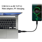10 個 5.5 x 2.1mm 公頭轉 USB 2.0 公頭直流電源插頭連接器，5.5 x 2.1mm