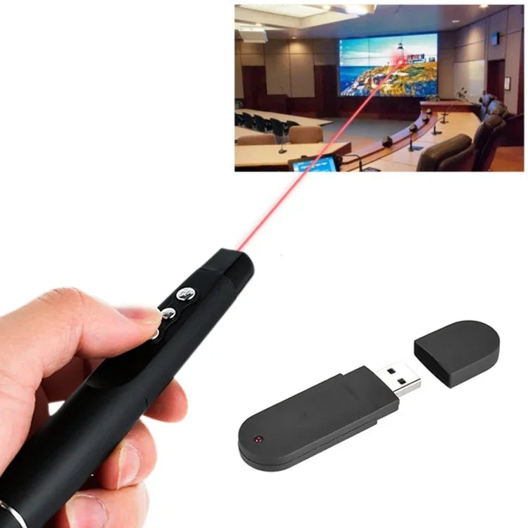 2.4GHz 無線雷射簡報翻頁筆，多媒體無線簡報投影筆，帶 USB 接收器，遙控距離：30m，30m