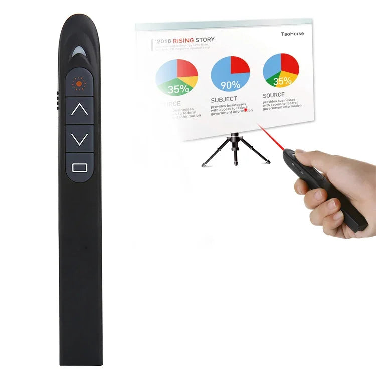XM930 2.4GHz 無線雷射 PowerPoint 翻頁筆 多媒體無線簡報投影筆附 USB 接收器，支援低電量提醒，遙控距離：100m，100m 白色，100m 黑色