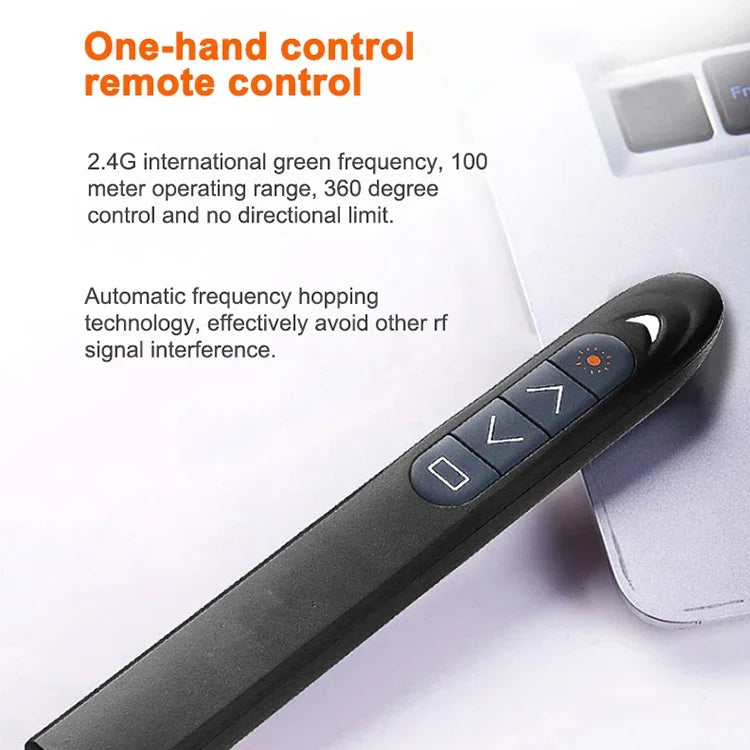 XM930 2.4GHz 無線雷射 PowerPoint 翻頁筆 多媒體無線簡報投影筆附 USB 接收器，支援低電量提醒，遙控距離：100m，100m 白色，100m 黑色