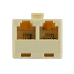 RJ11雙端口桌面電話延長線擴展連接器轉接頭，2個RJ11母頭轉RJ11公頭