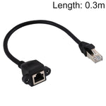 RJ45母頭轉公頭CAT6E網路面板安裝螺絲鎖定延長線，長度：0.3米，長度：0.3米