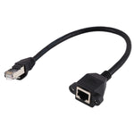 RJ45母頭轉公頭CAT6E網路面板安裝螺絲鎖定延長線，長度：0.3米，長度：0.3米