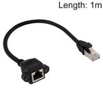 RJ45母頭轉公頭CAT6E網路面板安裝螺絲鎖定延長線，長度：1米，長度：1米