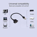 RJ45母頭轉公頭CAT6E網路面板安裝螺絲鎖定延長線，長度：1米，長度：1米