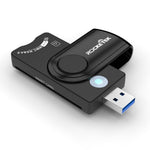 ROCKETEK CR310 USB 3.0 + TF卡 + SD卡 + SIM卡 + 智能卡多功能讀卡器，USB 3.0