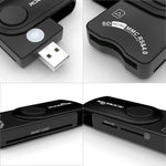ROCKETEK CR310 USB 3.0 + TF卡 + SD卡 + SIM卡 + 智能卡多功能讀卡器，USB 3.0
