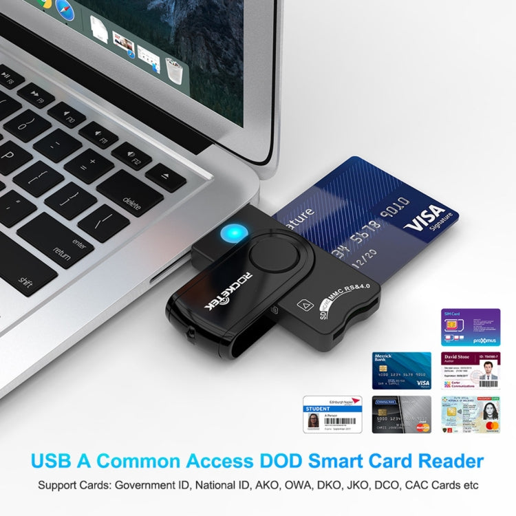 ROCKETEK CR310 USB 3.0 + TF卡 + SD卡 + SIM卡 + 智能卡多功能讀卡器，USB 3.0