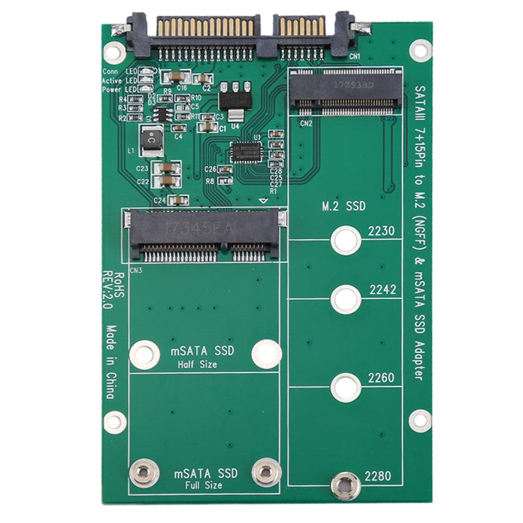 M.2 NGFF與mSATA SSD轉SATA III 7+15針轉接器，SSD轉SATA III
