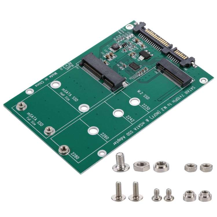 M.2 NGFF與mSATA SSD轉SATA III 7+15針轉接器，SSD轉SATA III