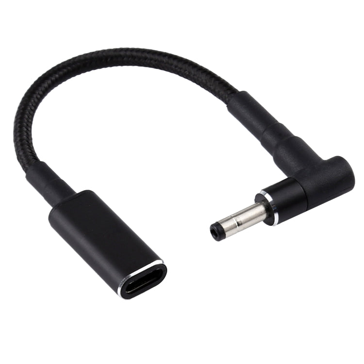PD 100W 18.5-20V 4.0 x 1.35mm彎頭轉USB-C / Type-C轉接器尼龍編織線