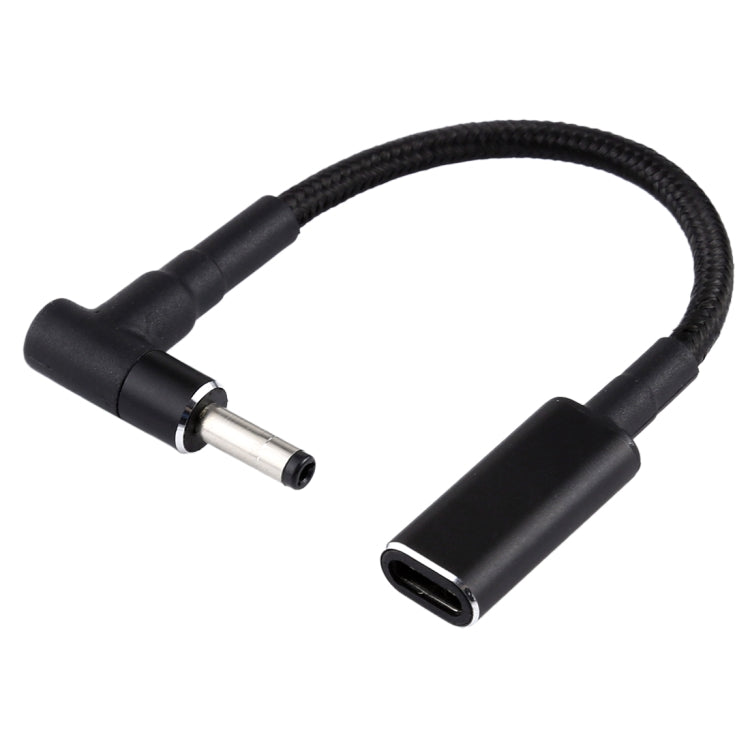PD 100W 18.5-20V 4.0 x 1.35mm彎頭轉USB-C / Type-C轉接器尼龍編織線