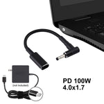 PD 100W 18.5-20V 4.0 x 1.35mm彎頭轉USB-C / Type-C轉接器尼龍編織線